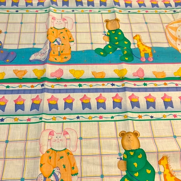 Vintage 1999 Leslie Beck Cranston Print Sewing Quilting 1yd+ Bunny Bears Border - Picture 8 of 8